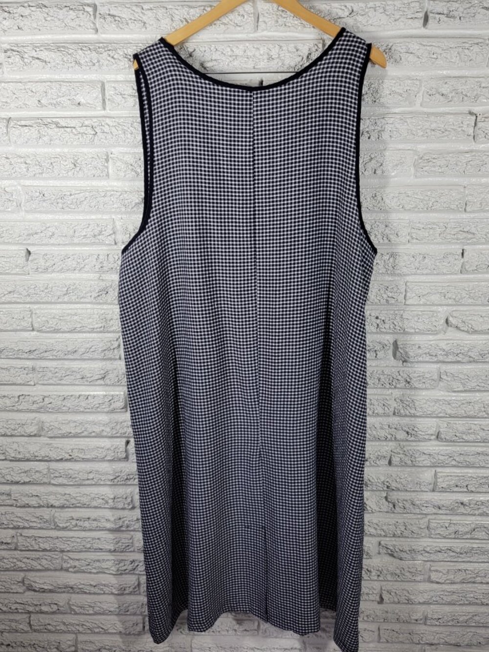 CJ Banks Women 20W Dress Gingham Blue White Seersucker Sleeveless PLA58E - Picture 6 of 12